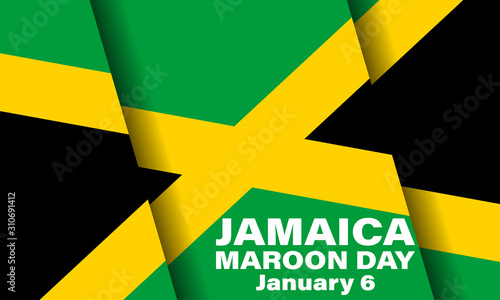 Maroon Day in Jamaica. January 6th. Celebrate the anniversary of the signing of the 1739 peace treaty with the British. Poster, card, banner, background design. 