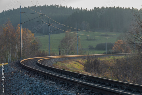 South Bohemia railway near Rybnik on railway from Czech to Austria
