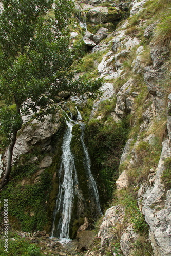 Waterfall at hiking track Ruta del Cares from Poncebos to Cain in Picos de Europa in Asturia,Spain,Europe