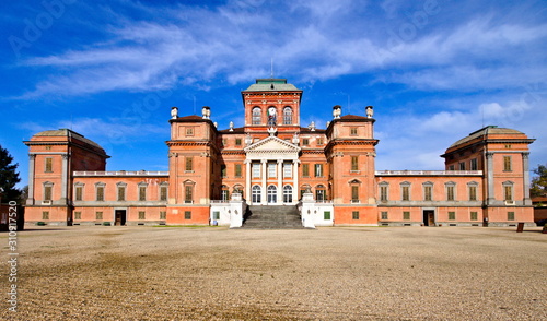 Racconigi, Italy - December 02, 2019: The Royal Castle of Racconigi is an ancient palace that was the official residence of the Carignano line of the House of Savoy