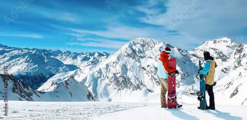 Alps landscape and skier.Free space for your decoraiton. 