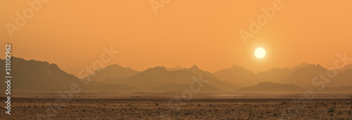 sunset in Sahara desert