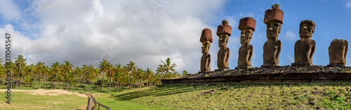 Moai on Anakena Beach on Easter Island Rapa Nui