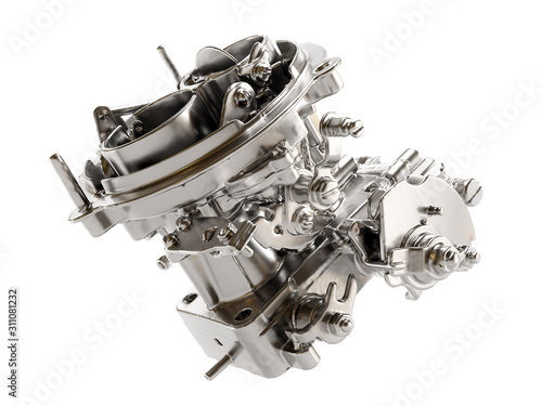 Passanger car carburetor on white