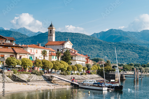 Feriolo village on Lake Maggiore on a sunny day