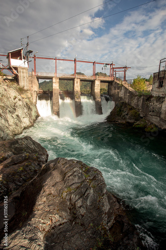 Old abandoned hydroelectric Chemal in Altay in Russia