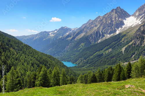 Italian Anterselva Lake from Stalle Pass, Italy