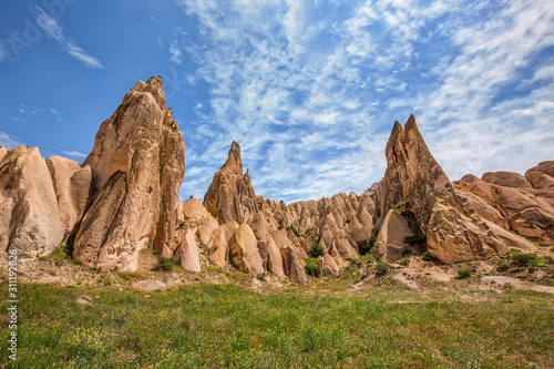 Unique rock formation in Cappadocia. Popular travel destination in Turkey