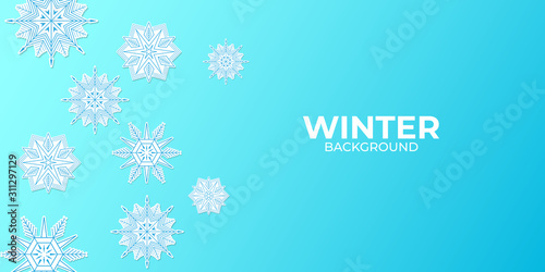 Natural Winter Christmas Background with winter elements and items