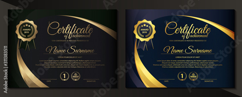 premium golden black certificate template design.