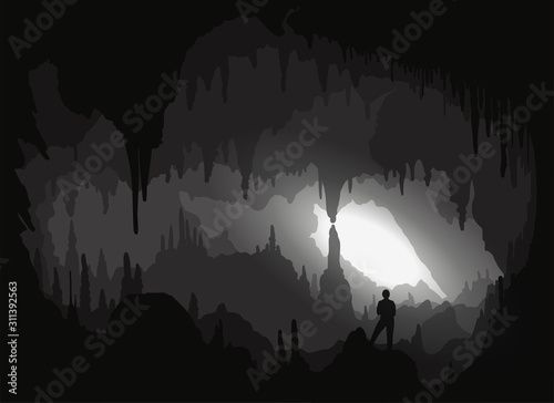 Cave. Inside a backlit cavity