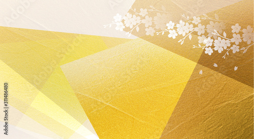 金色の和紙を背景にした桜