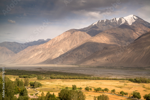 View on the mountains in Pamir highway in Tajikistan sharing with afghanistan border