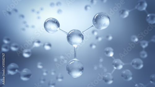 3d Rendering Molecular Structure,Ozone,Hydrogen and oxygen,Selective focus.