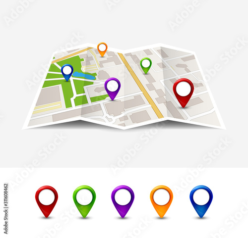 Map gps pin icon vector road. Travel home city street marker. Navigation gps illustration