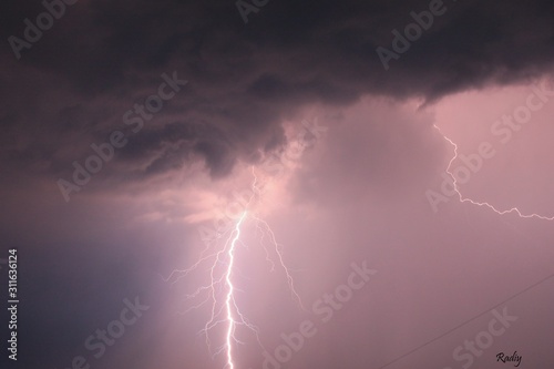 thundercloud and lightning in the night sky