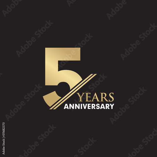 5th Year anniversary emblem logo design vector template