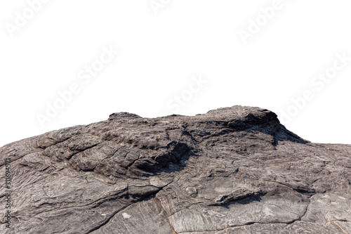 Cliff stone located part of the mountain rock isolated on white background.