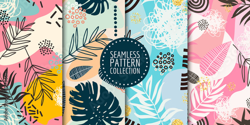 Floral seamless pattern collection. Vector design for paper, fabric, interior decor and cover