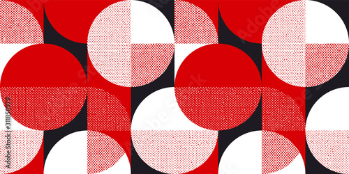 Red and black bauhaus style seamless pattern