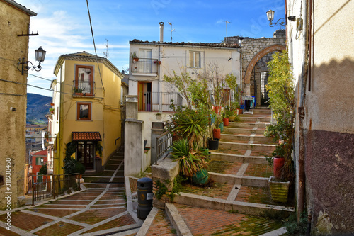 Campobasso, Italy, 24/12/2019. A narrow street between the old buildings of a medieval town