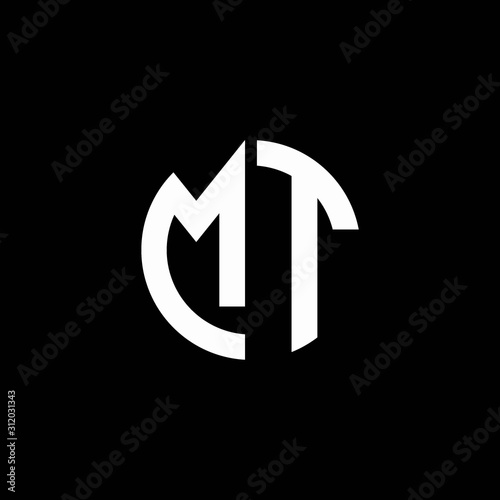 MT monogram logo circle ribbon style design template