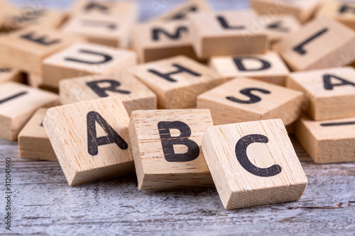 Wooden alphabet, a, b, c