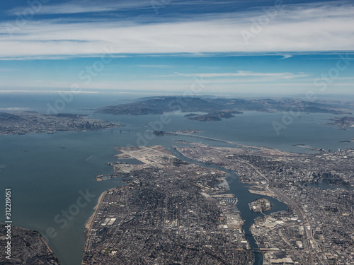 Aerial View of Oakland and The San Francisco Bay Area from the southeast