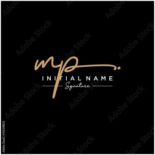 Letter MP Signature Logo Template Vector