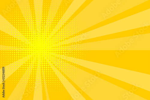 Comic yellow sunbeam background retro pop art style cartoon