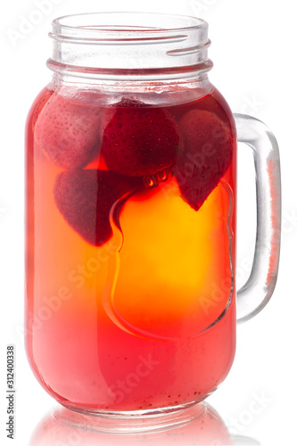 Strawberry kompot jar, paths