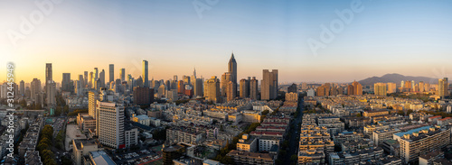 Panoramic View of Nanjing City at Sunset in China