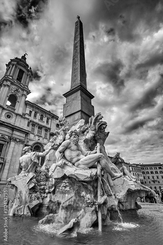Piazza Navona, Rome. Italy Black and White Photography