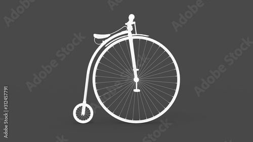 3d rendering of a vintage velocipede isolated in white studio background