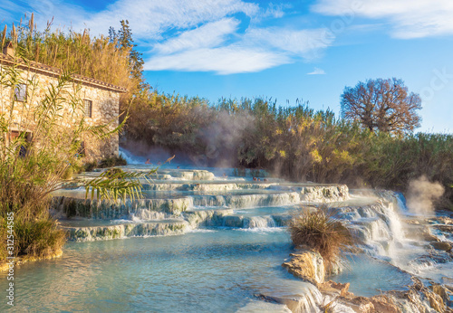 Saturnia (Tuscany, Italy) - The thermal sulphurous water of Saturnia, province of Grosseto, Tuscany region, during the winter