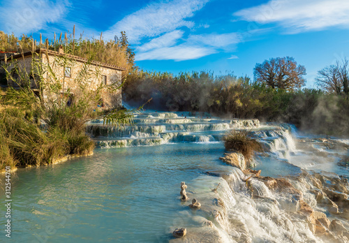 Saturnia (Tuscany, Italy) - The thermal sulphurous water of Saturnia, province of Grosseto, Tuscany region, during the winter