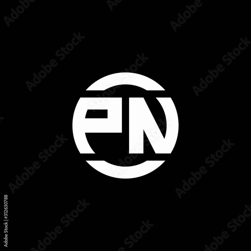 PN logo monogram isolated on circle element design template
