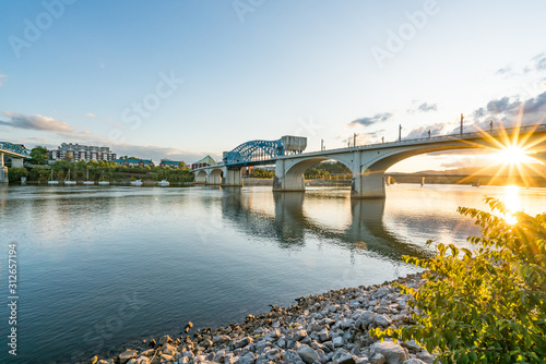 Chattanooga, Tennessee City Skyline at Sunset