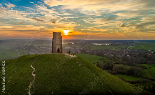 Sunset at Glastonbury Tor