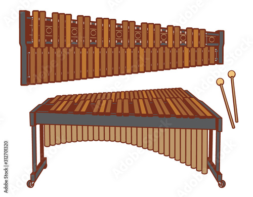 Marimba isolated on white.