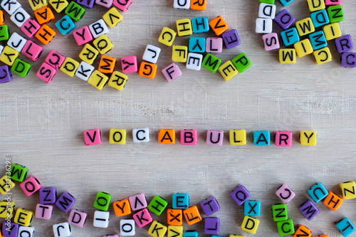 vocabulary, learning language concept from colorful letters