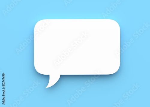 Speech bubble on blue background 3d rendering