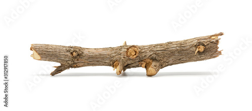 Close up of pine wood isolated on white background