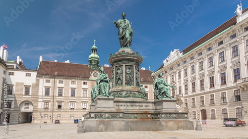 Statue of Kaiser Franz Joseph I timelapse hyperlapse at the Hofburg Palace in Vienna.