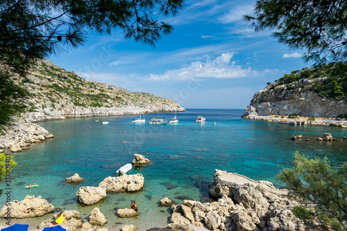 Beautiful turquoise water at Anthony Quinn Bay Rhodes Island Rodos Greece Europe