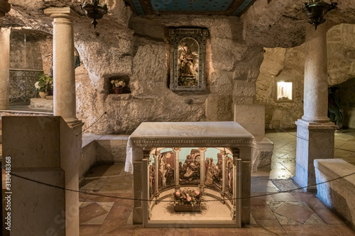 The interior of the Milk Grotto Church in Bethlehem in Palestine