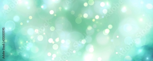 Abstract blue and green bokeh background - Christmas or spring concept - Blurred bokeh circles