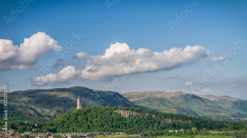 The National Wallace Monument with the Ochil Hills at the background. Stirling, Scotland, UK