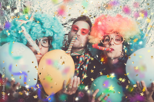 group of friends having fun at birthday party