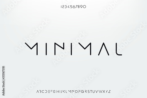 Minimal, an Abstract technology science alphabet font. digital space typography vector illustration design